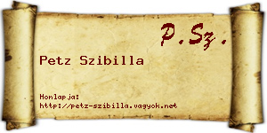 Petz Szibilla névjegykártya